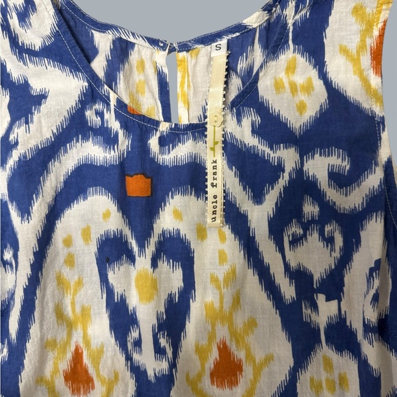 Uncle Frank Blue and Yellow Patterned Midi Dress - Picture 2 of 4